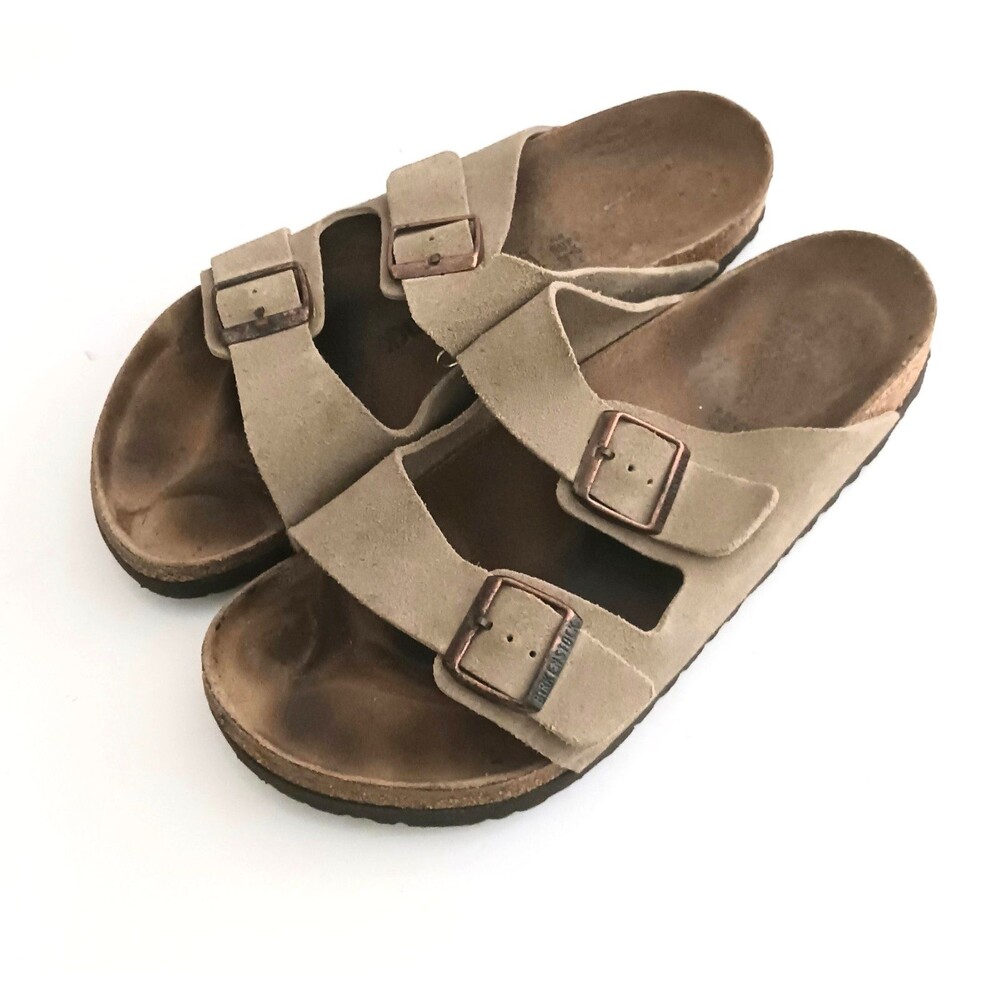 Birkenstock Arizona Taupe Birko Flor EU 44 Mens 11-11.5 Regular Made in Germany